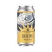 Can of Field Theory Beacon Pale Ale with a yellow and blue label on a white background