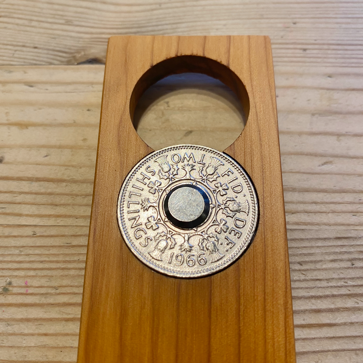 Reclaimed wood + Vintage Coin Bar Blade